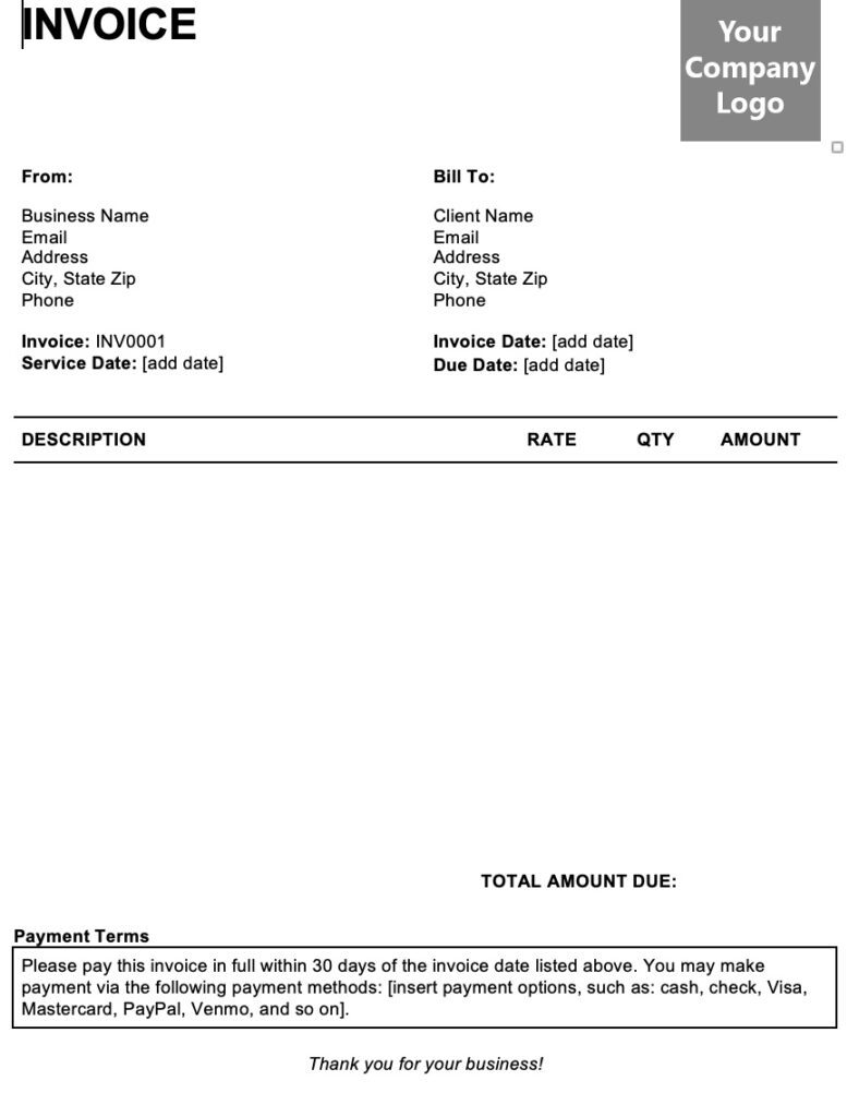 this is the Example Pest Control Invoice Sample