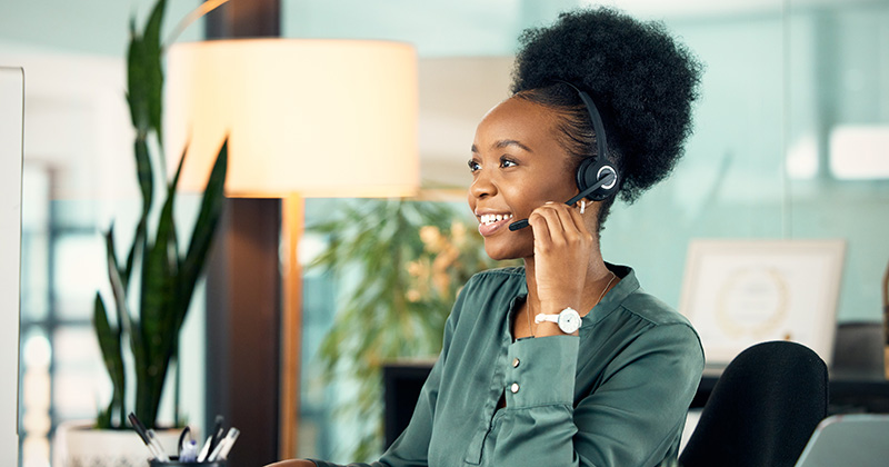 Woman using cell phone lead generation