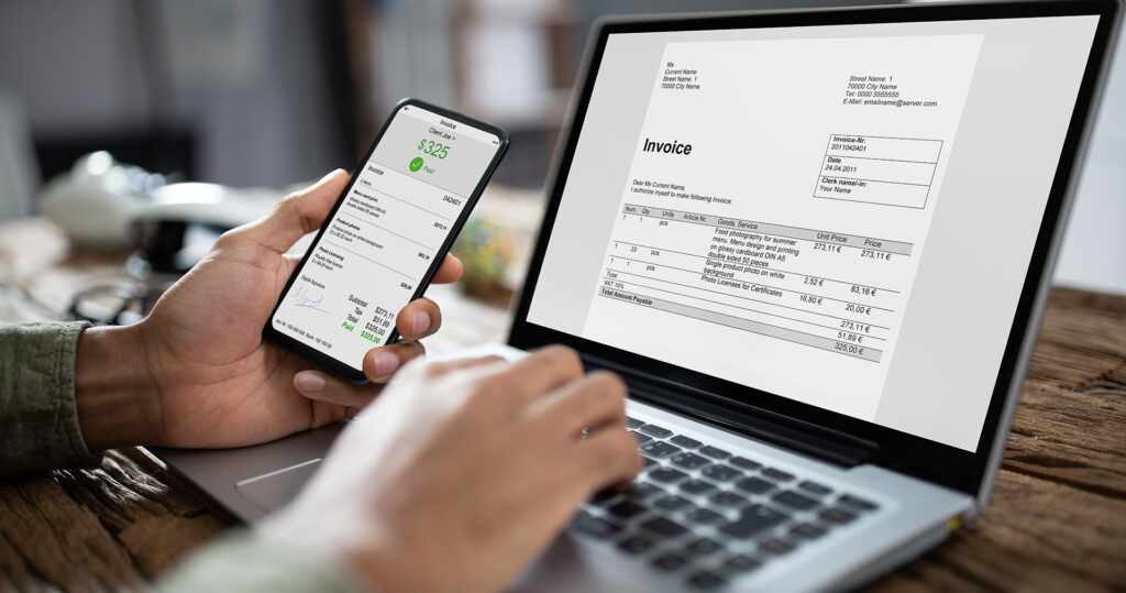 Invoice on a laptop computer_