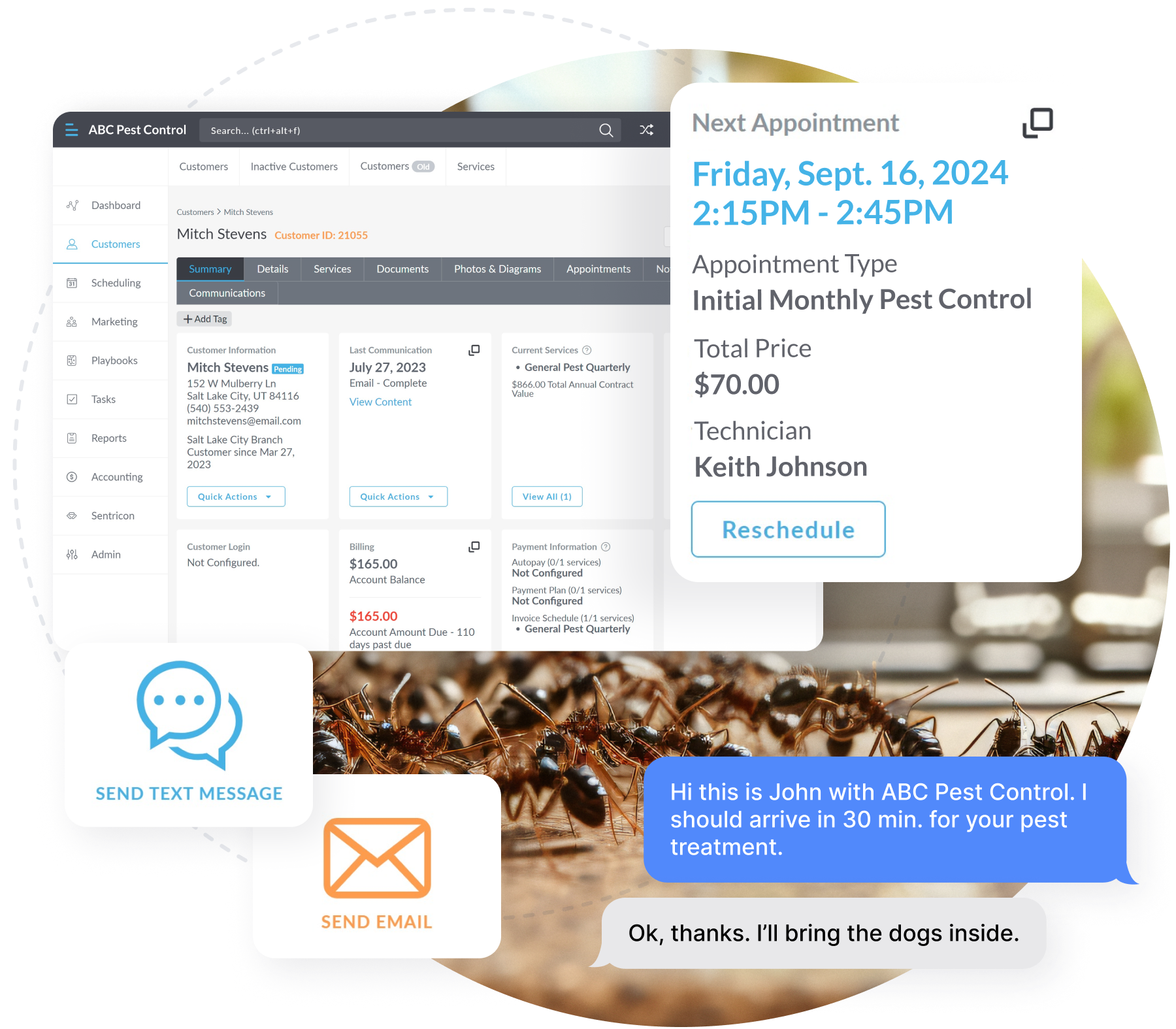 a graphic with the next appointment logo