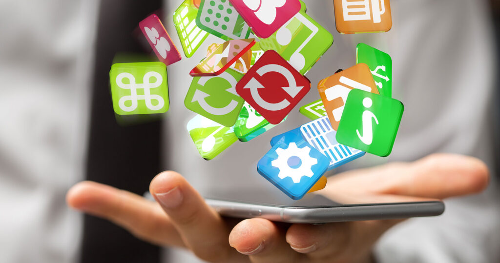 App-icons-coming-out-of-phone-screen