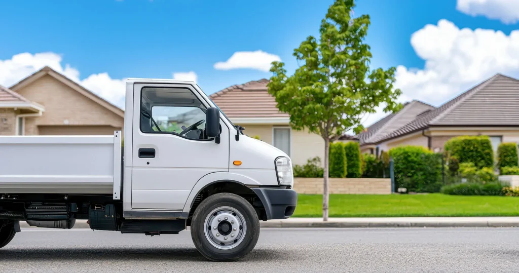 Pest-control-pickup-truck-parked-outside-house