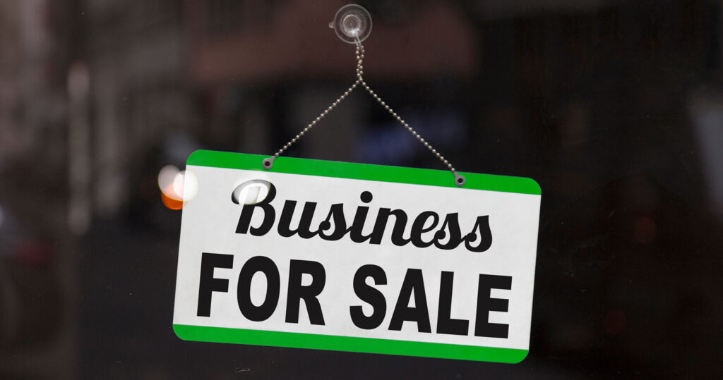 Business for sale sign on door