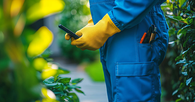 Lawn-care-worker-using-app-on-phone